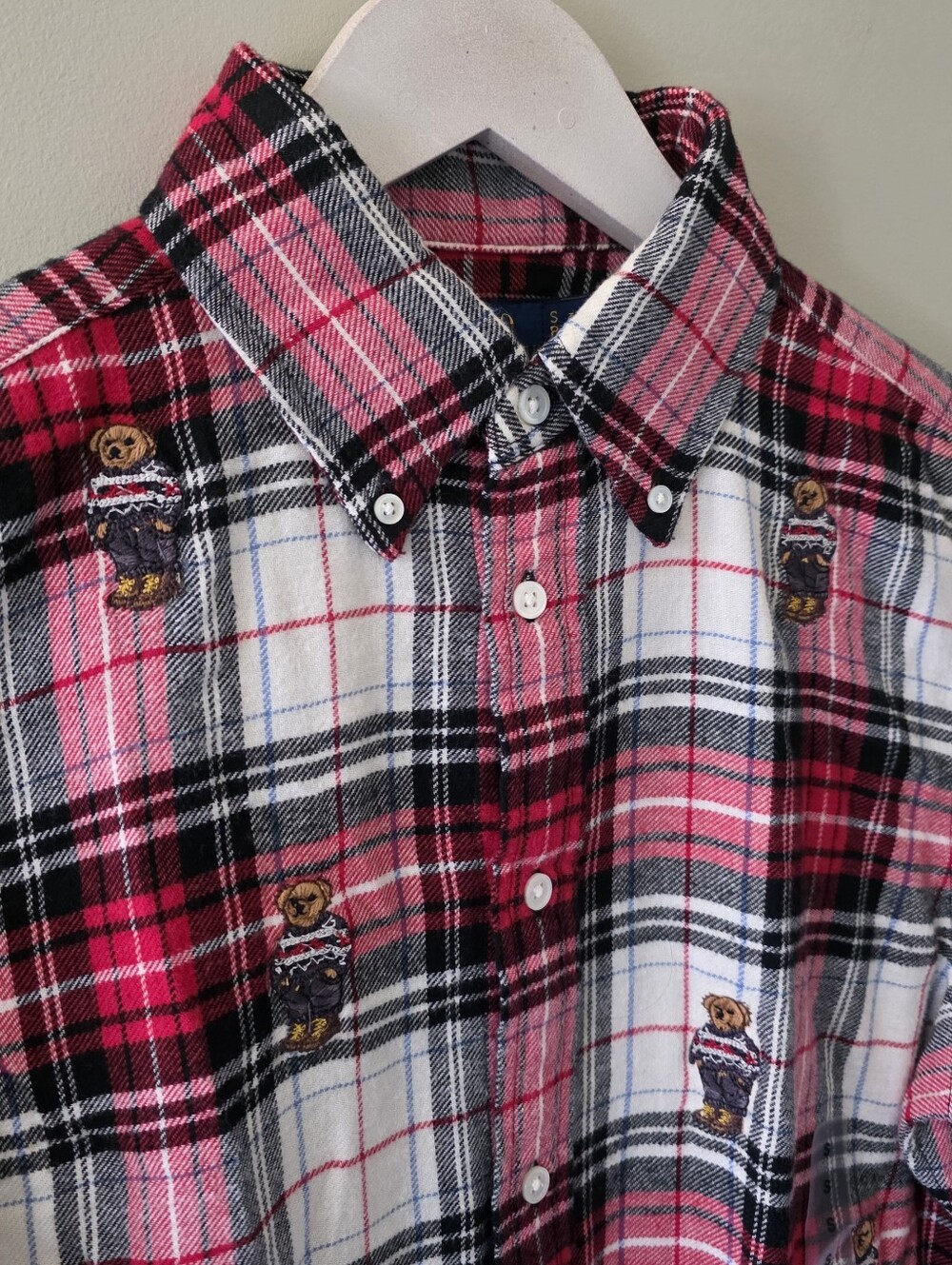 NWT Polo Ralph Lauren S Old Money Coastal Embroidered Bear Plaid Flannel Shirt - Picture 8 of 16